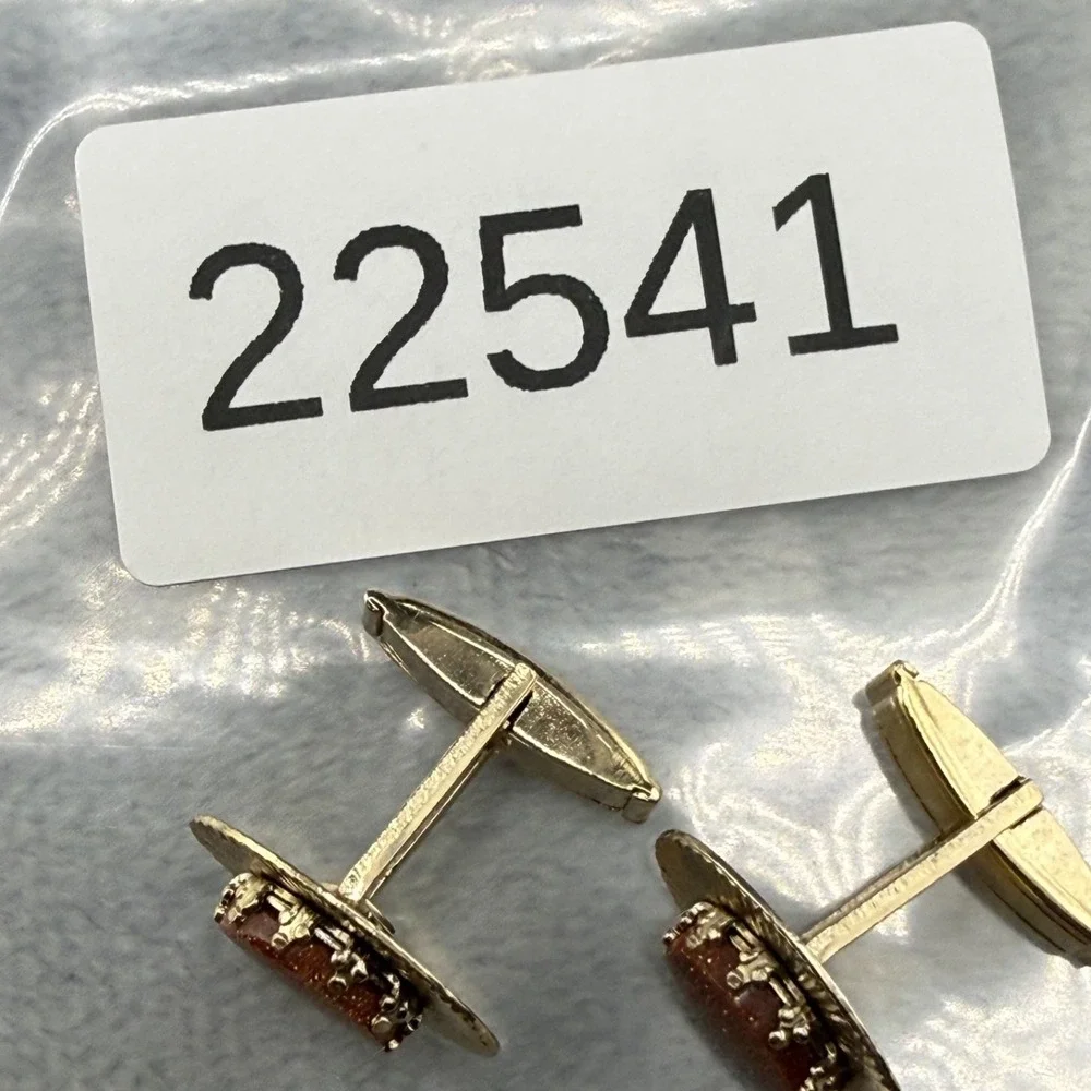 Vintage Goldstone‎ Cufflinks Gold Tone